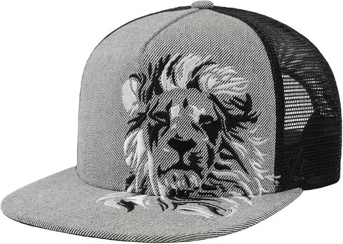 Riorex Colorful Lion Mesh Desher Hat ، مسطحة مسطحة ، خضراء ، حمراء ، قبعة بيسبول أسود ، مناسبة للصيف in Kuwait
