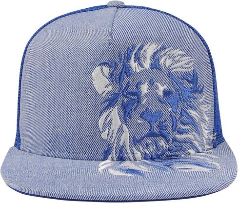 Riorex Colorful Lion Mesh Desher Hat ، مسطحة مسطحة ، خضراء ، حمراء ، قبعة بيسبول أسود ، مناسبة للصيف in Kuwait