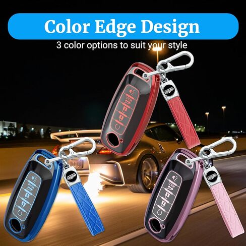 لغطاء Nissan Key FOB مع سلسلة مفاتيح ، ناعم TPU 5 CASE BUNTY CASE لـ NISSAN ROGUE Altima Kicks Pathfinder Sentra 2023 2024 2025 ، Blue in Kuwait