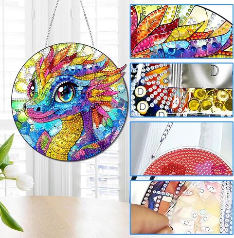 Reofrey Hanging Diamond Art Kits for Adults– 8x8 Inch Peacock Animal Acrylic Board Double Sided Pattern Diamond Painting Suncatcher Pendant, Crystal Art for Home Wall Window Decoration Handmade Gift in Saudi Arabia