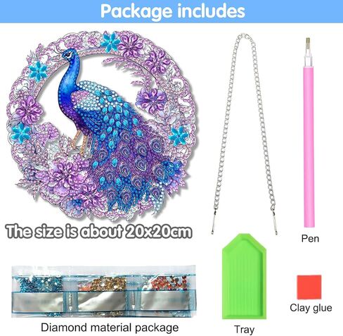 Reofrey Hanging Diamond Art Kits for Adults– 8x8 Inch Peacock Animal Acrylic Board Double Sided Pattern Diamond Painting Suncatcher Pendant, Crystal Art for Home Wall Window Decoration Handmade Gift in Saudi Arabia