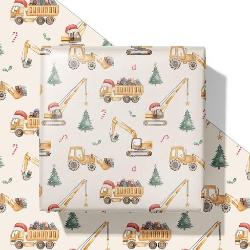 SaringSwoon Farm Christmas Wrapping Paper - Rustic Xmas Gift Wrap with Red Tractors, Farm Animals Like Reindeer Highland Cow, and Christmas Trees for Kids Adults - 40×28 Inches, 4 Folded Sheets in Kuwait