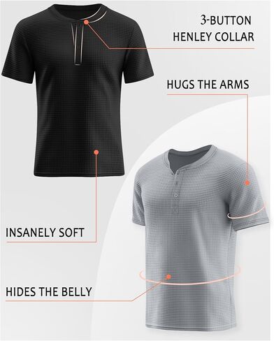 Riyiper 3 Pack Men's Waffle T قمصان غير رسمية متماسكة قصيرة الأكمام in Saudi Arabia