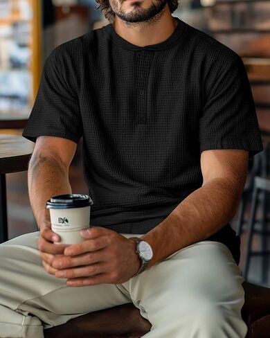 Riyiper 3 Pack Men's Waffle T قمصان غير رسمية متماسكة قصيرة الأكمام in Kuwait