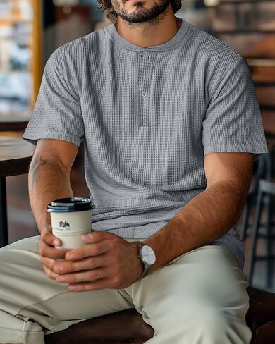 Riyiper 3 Pack Men's Waffle T قمصان غير رسمية متماسكة قصيرة الأكمام in Saudi Arabia