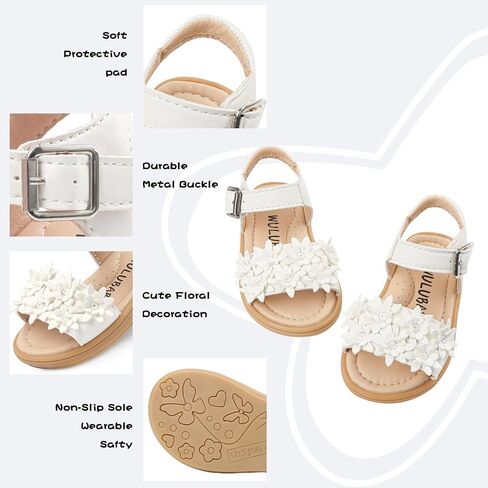 Infant Girls Sandals,Girls First Walkers Shoes, Non-Slip Breathable Soft Leather Open-Toe Summer Shoes for Kids in Saudi Arabia