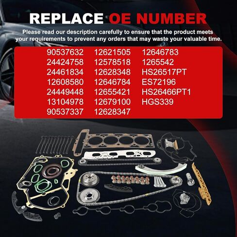 طقم سلسلة التوقيت الملاءمة لـ Chevy 2006-2015 HHR 2.4L 2.2L 2.0L ، لـ 06-10 COBALT 10-15 Expenox 08-13 MALIBU 2.4L ، تم تعيين الأجزاء الزمنية لـ 10-15 LACROSSE Regal 07-09 G5 G6 2.0L مع مجموعة MLS Head Gasket in Saudi Arabia