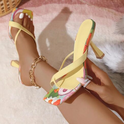 Lryweisy النسائية Criss-Cross Thong Thong Sandals 3.5 بوصة مربعة مفتوحة إصبع القدم عالي الكعب الأزياء لباس الحفلات الكعب الصنادل in Kuwait