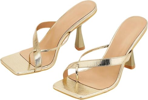 Lryweisy النسائية Criss-Cross Thong Thong Sandals 3.5 بوصة مربعة مفتوحة إصبع القدم عالي الكعب الأزياء لباس الحفلات الكعب الصنادل in Kuwait