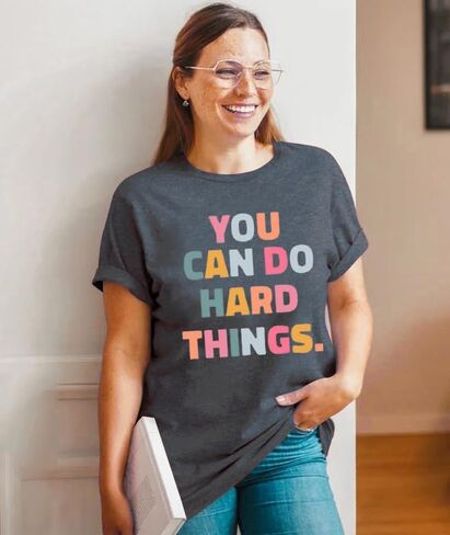 First Grade Teacher Shirts Women You Can Do Hard Things Tshirt Inspirational Saying Graphic Tee Tops in Kuwait