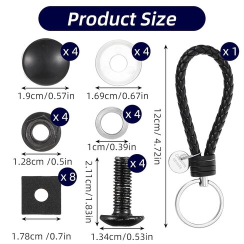 Black License Plate Screws, Stainless Steel License Plate Screws Phillips Motorcycle Fasteners Hardware Black Oxide with Bolts Nuts Caps for Cars Motorcycles Mounting Front Rear Frame, M6-1.0x16mm in Kuwait