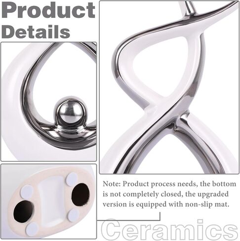 Silvery Modern Sculpture Table Decorations, Ceramic Knick Knacks Statues for Living Room Decor, Tv Stand and Desk Decor, Suitable for Coffee Tables and Shelf Decorations, Great Gift Idea in Kuwait