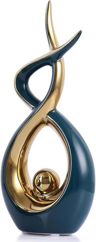 Silvery Modern Sculpture Table Decorations, Ceramic Knick Knacks Statues for Living Room Decor, Tv Stand and Desk Decor, Suitable for Coffee Tables and Shelf Decorations, Great Gift Idea in Kuwait