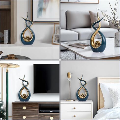 Silvery Modern Sculpture Table Decorations, Ceramic Knick Knacks Statues for Living Room Decor, Tv Stand and Desk Decor, Suitable for Coffee Tables and Shelf Decorations, Great Gift Idea in Kuwait