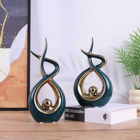 Silvery Modern Sculpture Table Decorations, Ceramic Knick Knacks Statues for Living Room Decor, Tv Stand and Desk Decor, Suitable for Coffee Tables and Shelf Decorations, Great Gift Idea in Kuwait