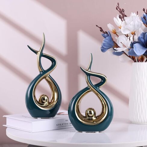 Silvery Modern Sculpture Table Decorations, Ceramic Knick Knacks Statues for Living Room Decor, Tv Stand and Desk Decor, Suitable for Coffee Tables and Shelf Decorations, Great Gift Idea in Kuwait