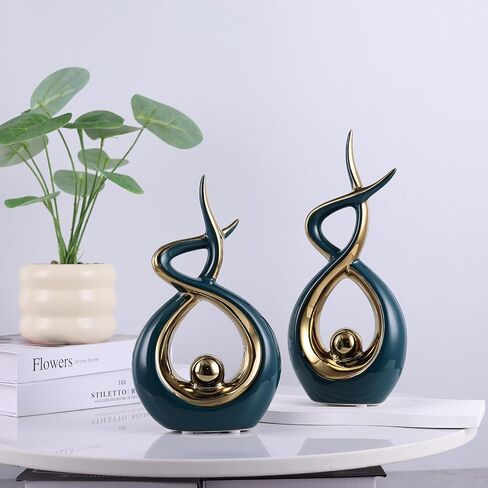 Silvery Modern Sculpture Table Decorations, Ceramic Knick Knacks Statues for Living Room Decor, Tv Stand and Desk Decor, Suitable for Coffee Tables and Shelf Decorations, Great Gift Idea in Kuwait