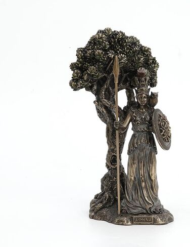 Veronese Design 9 1/2 Inch Athena Greek Goddess of Wisdom Under Olive Tree with Owl and Medusa Shield Cold Cast Resin Bronze Finish Statue Decorative Sculpture in Saudi Arabia