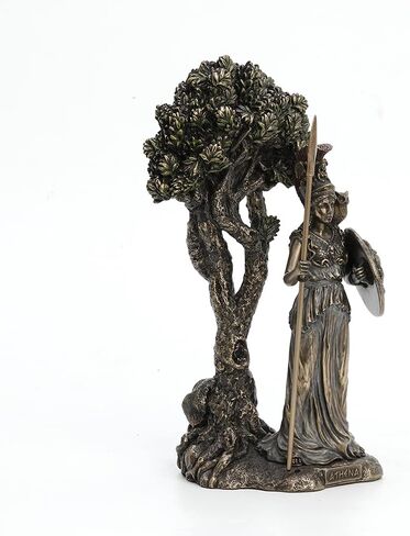 Veronese Design 9 1/2 Inch Athena Greek Goddess of Wisdom Under Olive Tree with Owl and Medusa Shield Cold Cast Resin Bronze Finish Statue Decorative Sculpture in Saudi Arabia