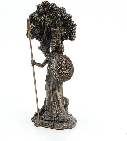 Veronese Design 9 1/2 Inch Athena Greek Goddess of Wisdom Under Olive Tree with Owl and Medusa Shield Cold Cast Resin Bronze Finish Statue Decorative Sculpture in Saudi Arabia