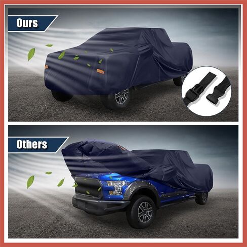 ACROPIX Pickup Truck Cover for Ford F150 Crew Cab Pickup 4 Door 6.5 Feet Bed 2004-2021 Sun Rain Dust Snow Protection 190T PU W/Driver Door Zipper Navy Blue Car Parts in Saudi Arabia