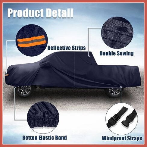 ACROPIX Pickup Truck Cover for Ford F150 Crew Cab Pickup 4 Door 6.5 Feet Bed 2004-2021 Sun Rain Dust Snow Protection 190T PU W/Driver Door Zipper Navy Blue Car Parts in Saudi Arabia