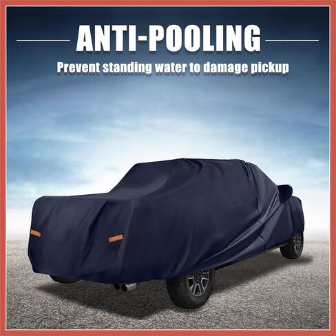 ACROPIX Pickup Truck Cover for Ford F150 Crew Cab Pickup 4 Door 6.5 Feet Bed 2004-2021 Sun Rain Dust Snow Protection 190T PU W/Driver Door Zipper Navy Blue Car Parts in Saudi Arabia