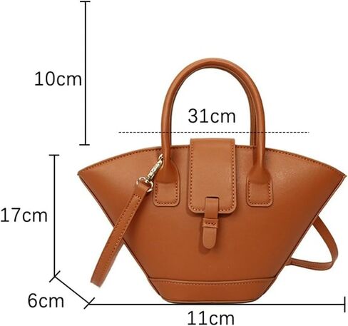 Trendy Fan-shaped Bucket Bag for Women Retro PU Leather Shoulder Crossbody Bag with Top Handle Satchel Purse in Kuwait