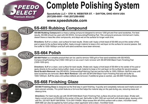 Speedokote Steps 1, 2 & 3 Auto Polishing System, SS-685, SS-664 & SS-668, Qt. Each & Pads in Saudi Arabia