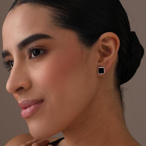 Lecalla 925 Sterling Silver Drop أقراط | والدة بيرل البرسيم حلق | أم لؤلؤة عشيق حلق | Zirconia Mop Drop Drop Dangle أقراط للنساء in Kuwait