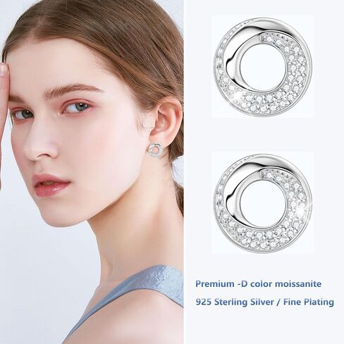 أقراط Moissanite الدائرية S925 Sterling Silver Full Diamond Moss Ubi مائة أقراط in Saudi Arabia