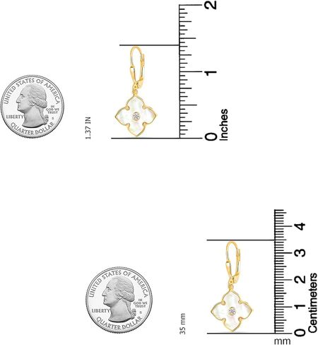 Lecalla 925 Sterling Silver Drop أقراط | والدة بيرل البرسيم حلق | أم لؤلؤة عشيق حلق | Zirconia Mop Drop Drop Dangle أقراط للنساء in Kuwait
