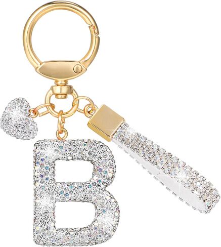Letter Keyring, Initial Keychain Silvery Car Keychain, Keyring Handbag Charms Keyring Decoration Gift for Women in Kuwait