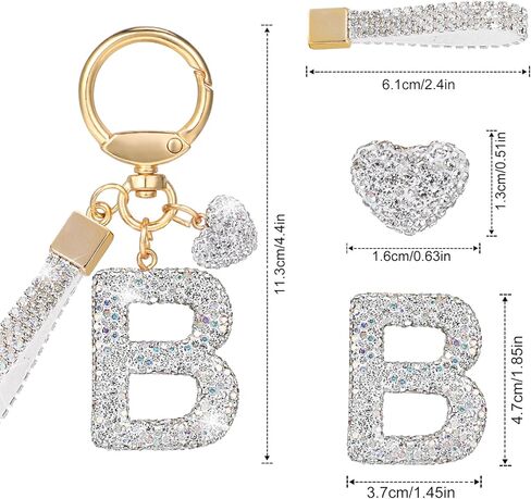 Letter Keyring, Initial Keychain Silvery Car Keychain, Keyring Handbag Charms Keyring Decoration Gift for Women in Kuwait