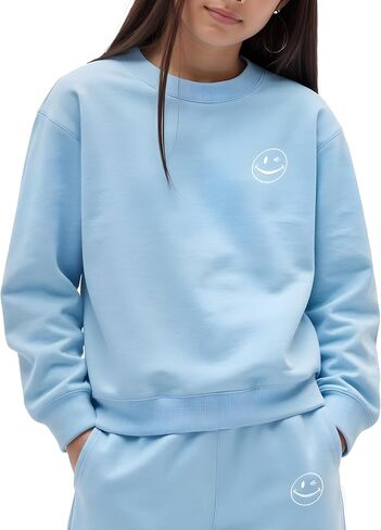 JOE BOXER Girls Sweatshirt Pullover, French Terry Crewneck Sweatshirt for Girls, Comfy Kids Sweatshirts in Kuwait