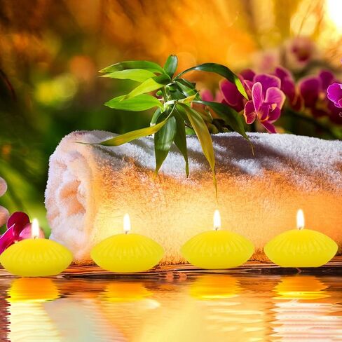 12 حزمة 3 بوصة من شموع السترونيلا العائمة للصيف ، شموع تيلايت الصفراء لمدة 10 ساعات من مزهريات الأسطوانات ، القطع المركزية في حفل زفاف حمام السباحة in Kuwait
