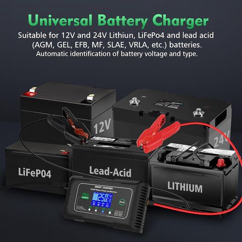 Haisito: 26A 6V12V/24V Smart Battery Charger –Automatic Maintainer, Trickle Charger & Desulfator with Overcharge Protection & Temperature Compensation – for Lead-Acid,LiFePO4 & Lithium Batteries in Kuwait
