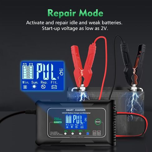 Haisito: 26A 6V12V/24V Smart Battery Charger –Automatic Maintainer, Trickle Charger & Desulfator with Overcharge Protection & Temperature Compensation – for Lead-Acid,LiFePO4 & Lithium Batteries in Kuwait