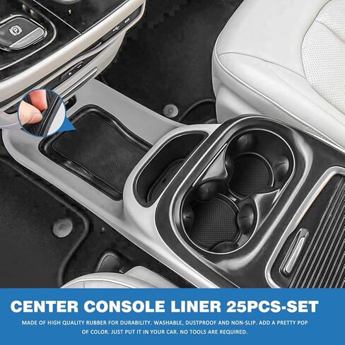 الحصير المضادة للغضب Auovo متوافق مع Chrysler Pacifica 2017-2019 2020 2021 2022 إكسسوارات فتحة فتحة لوحة السيارة الداخلية تزيين السيارات بطانات بطانات كوب الأبواب بطانات الكأس (أسود) in Saudi Arabia