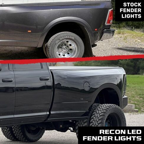 RECON - 2010-2021 RAM 3500 Dually Fender LED Lights White or Amber & Red Smoked or Clear Lens (4-Piece Set) - Multiple Lens & Colors (WHITE LED, SMOKED LENS) in Saudi Arabia