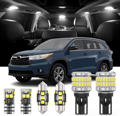 AENVTOL 13 Pieces Interior LED Lights Replacement for Toyota Highlander 2007-2013 White LED Interior Bulb with Install Tool in Kuwait