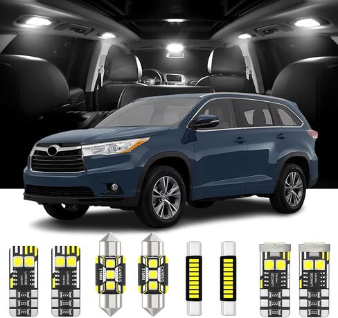AENVTOL 13 Pieces Interior LED Lights Replacement for Toyota Highlander 2007-2013 White LED Interior Bulb with Install Tool in Kuwait