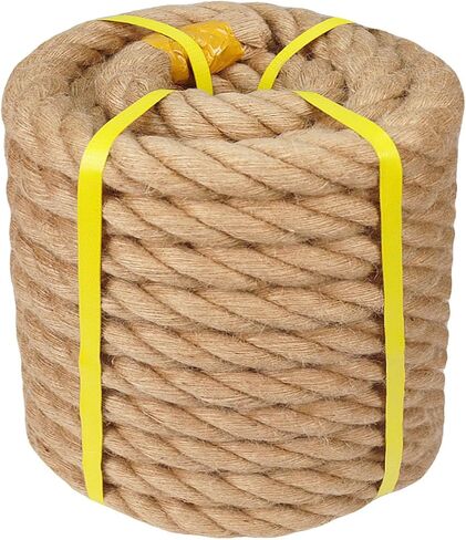 Natural Hemp Rope - 2 Inch x 50 Feet - Heavy Duty Jute Rope Manila Ropes for Docks, Nautical, Railings, Tug of War, Decorating in Saudi Arabia