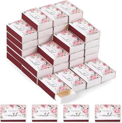 100 Pcs Floral Blank Match Box Container 2.24 x 1.42 x 0.59 Inches Match Storage Boxes Flower Vintage Tea Party Baby Shower Bridal Shower Party Favors for Wedding Guests Decorative (No Matches)(100) in Kuwait