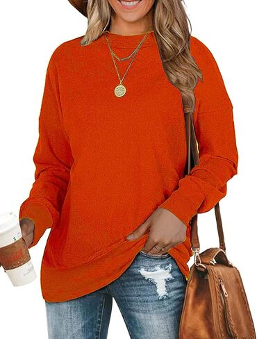 BEUFRI Oversized Sweatshirts for Women Crew Neck Long Sleeve Tunic Shirt Tops for Legging in Kuwait