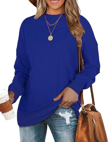 BEUFRI Oversized Sweatshirts for Women Crew Neck Long Sleeve Tunic Shirt Tops for Legging in Kuwait