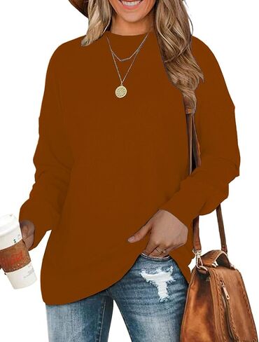 BEUFRI Oversized Sweatshirts for Women Crew Neck Long Sleeve Tunic Shirt Tops for Legging in Kuwait