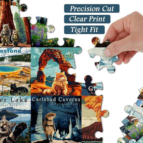 PICKFORU Cat 1000 Piece Puzzle for Adults, Vintage Funny Kitten Animal Jigsaw Puzzle, Challenging Difficult Retro Theme as Home Decor in Saudi Arabia