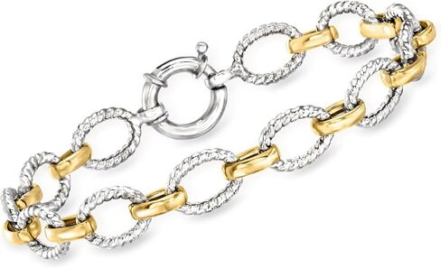 Ross-Simons Two-Tone Sterling Silver Oval-Link Bracelet in Saudi Arabia
