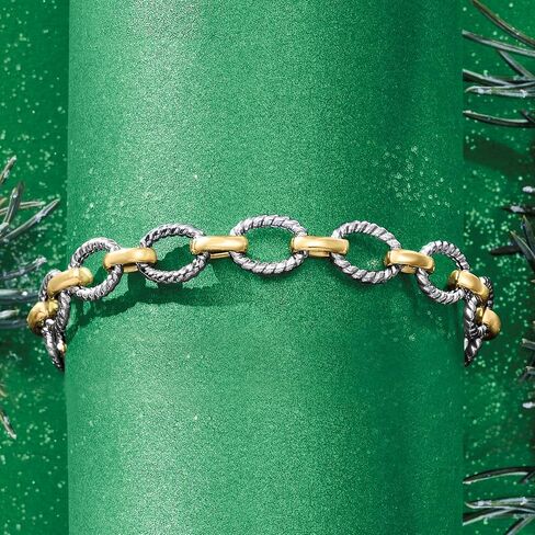 Ross-Simons Two-Tone Sterling Silver Oval-Link Bracelet in Saudi Arabia